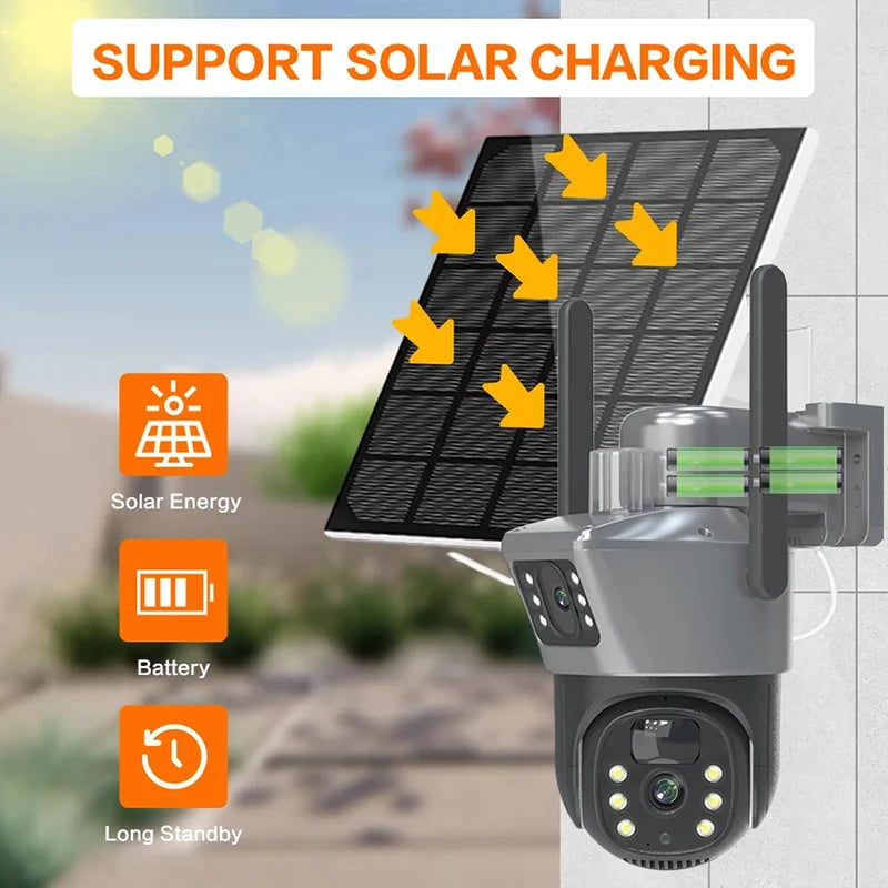 Wistino Digital Zoom Solar Surveillance Camera Wifi 6MP Ultra HD Pixel Auto Tracking Light Alarm Outdoor Solar Camera