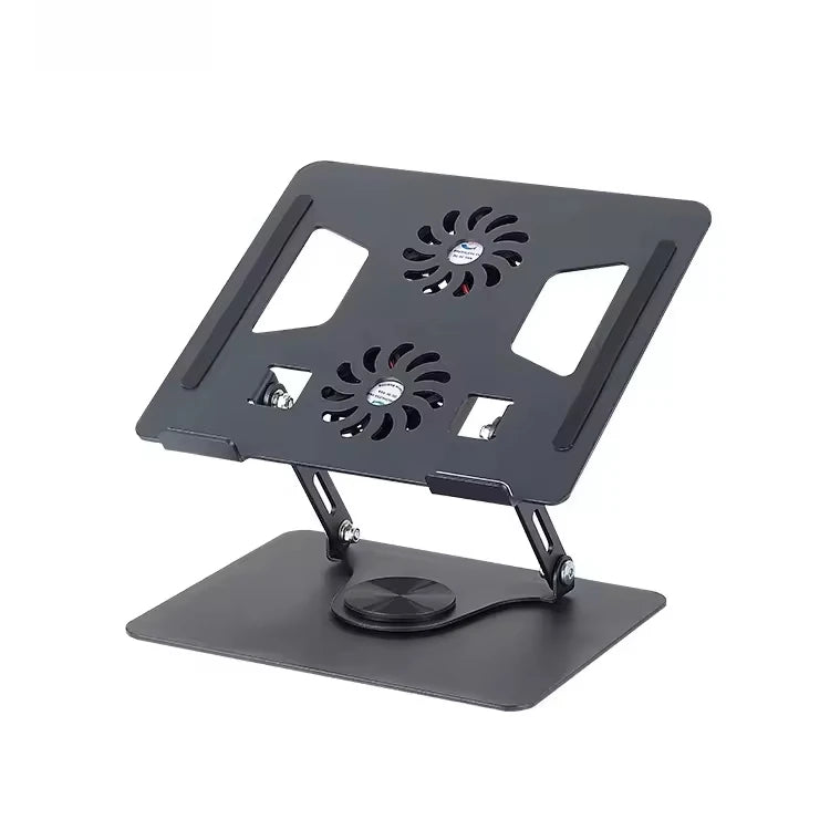 Metal Adjustable Laptop Stand 360 Degree Rotating Laptop Cooling Stand Foldable Laptop Riser Stand with Double Fans