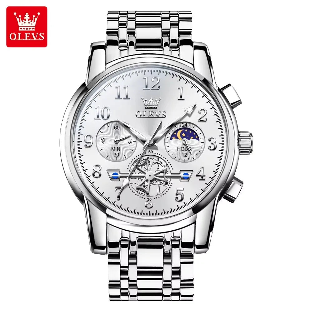 OLEVS 2900 Men's Watches Business Top Luxury Quartz Men Stainless Steel Strap Waterproof Luminous Hands Wristwatch Reloj Hombre