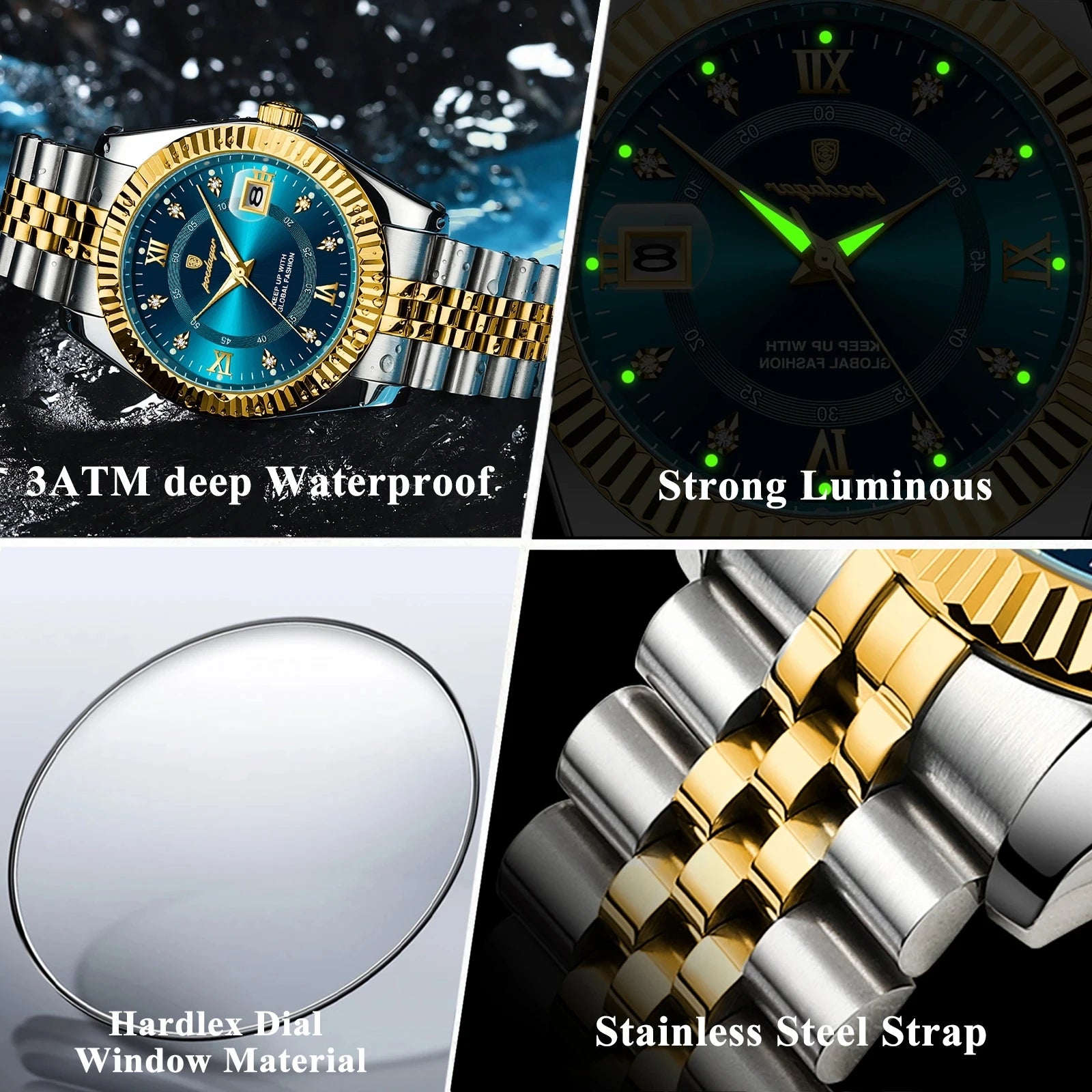 POEDAGAR 910 New Luxury Sport Wrist Watch for Man Waterproof Luminous Date Men Watch Quartz Stainless Steel Men's Watches Reloj