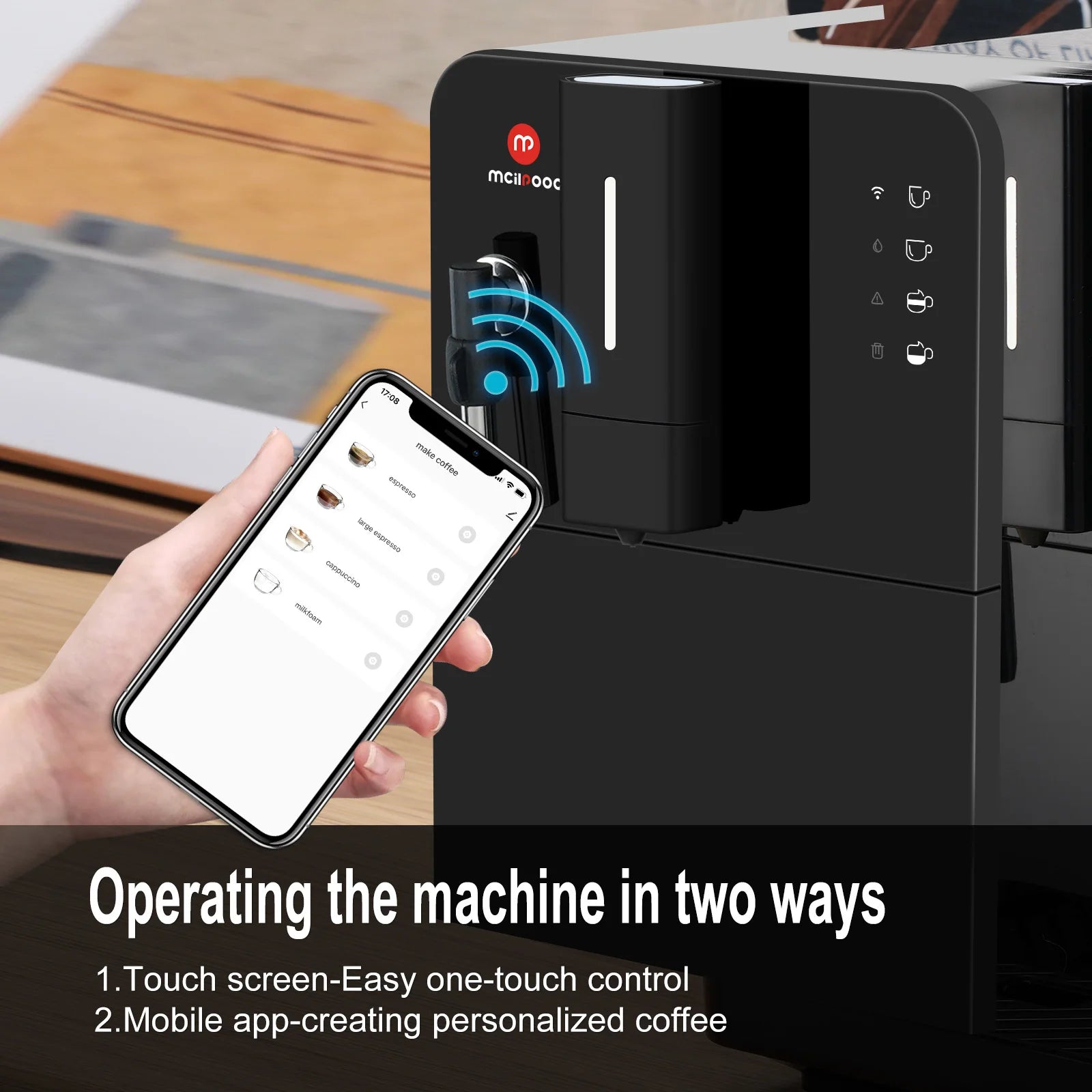 Hi05 Tuya App Built-in Cooler Milk tank Home Smart Expresso Fully Automatic Coffee Making Machine With Grinder