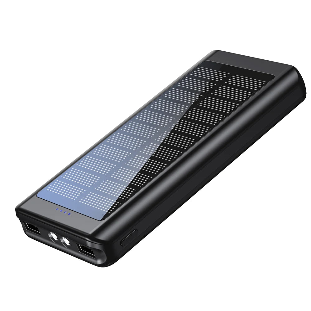 2025 New Xionel QC86S Solar Power Bank Hot Trending 20000mAh Double USB 2.1A Ultra Slim Electronics Portable Charge Flashlight
