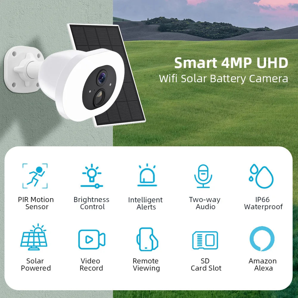 ICSEE 3MP Dome Camera Solar Courtyard Lighting Wide Angle Night Vision Low Power Outdoor WIFI Alarm Cloud Storage