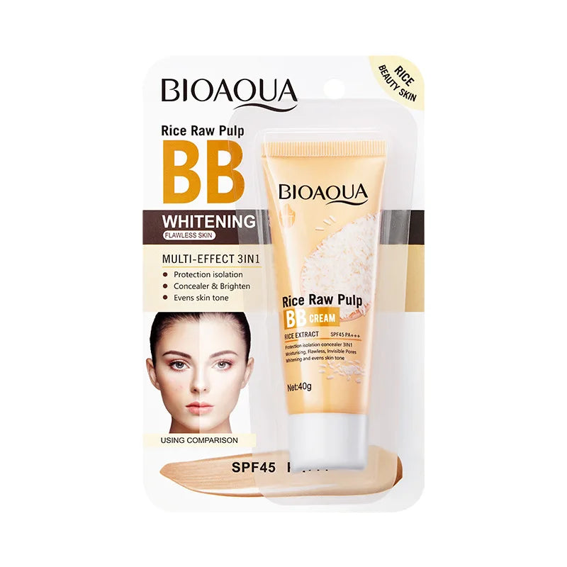 40g Rice Raw Pulp BB Cream Beautify Skin Tone Hide Pores SPF45 PA+++ Effcient Isolation Brighten the Skin