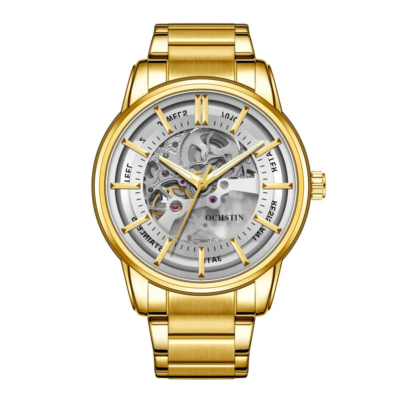 OCHSTIN 7010B Mechanical Outdoor Waterproof Hollow Out Dial Men's Watches Automatic Movement Luminous Hands Wristwatch for Male