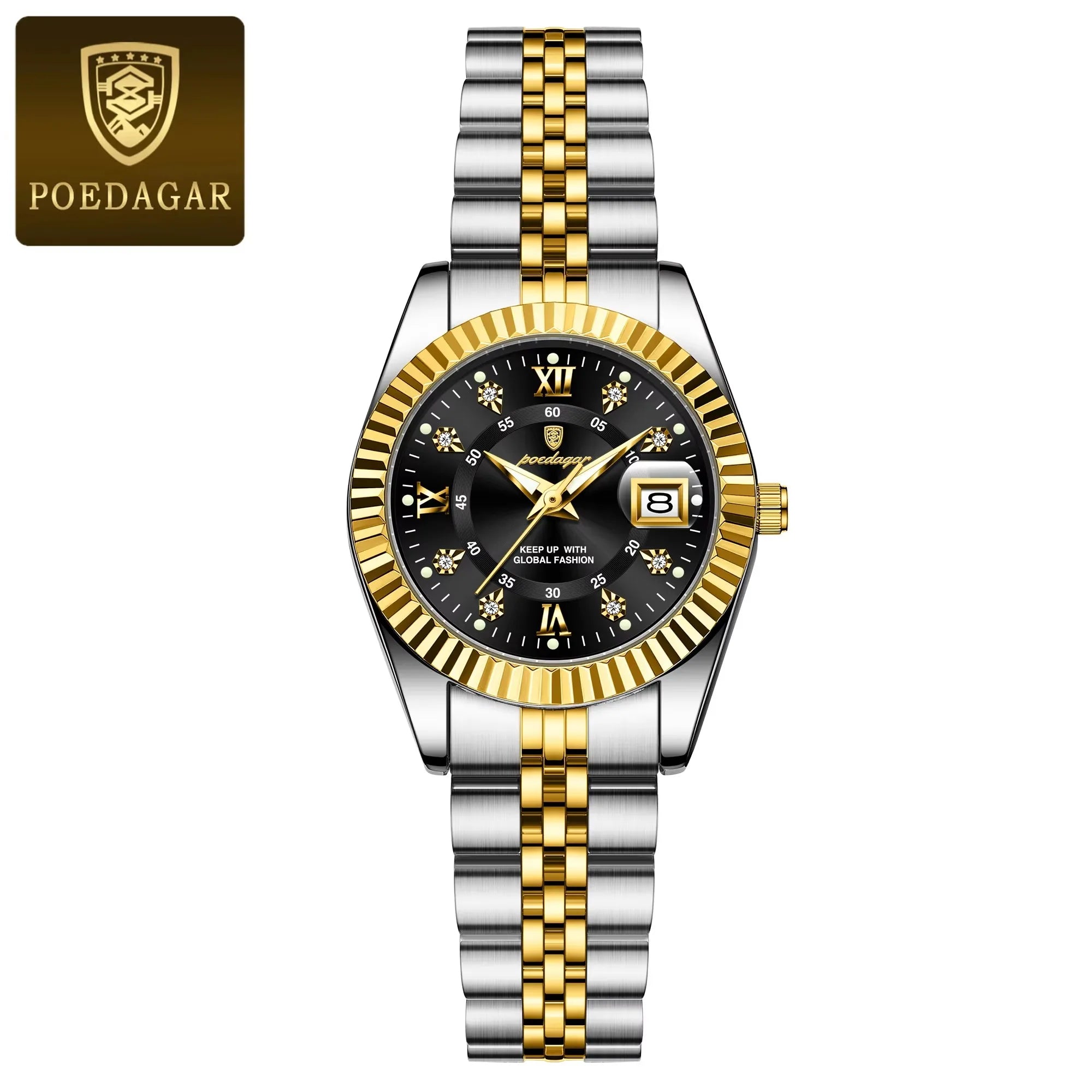 POEDAGAR 780 Luxury Elegant Watch for Women Waterproof Luminous Date Ladies Watch Stainless Steel Quartz Women's Watches Girls