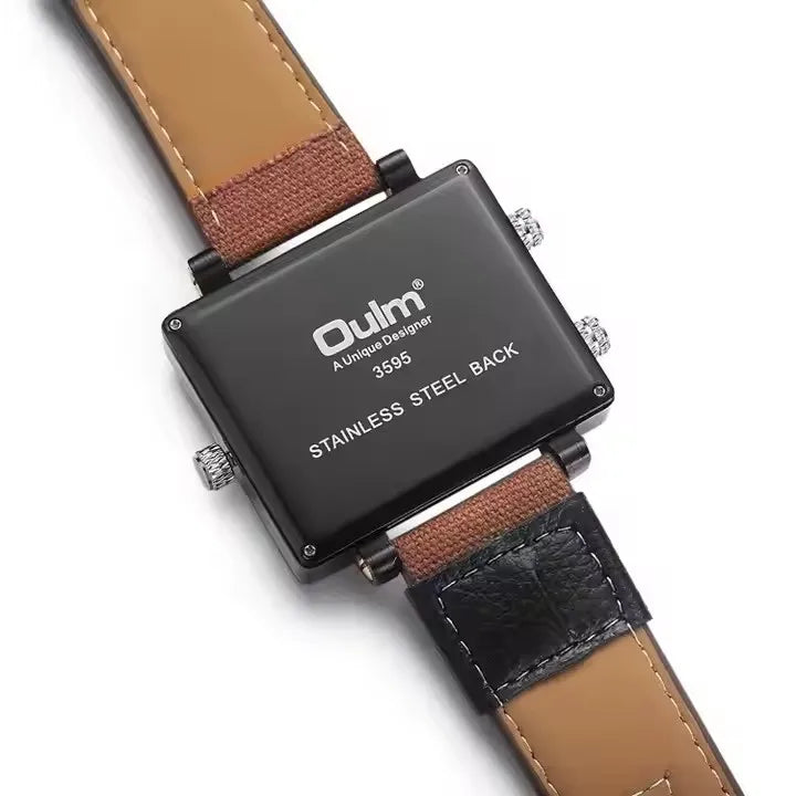 Oulm Brand 3595 Men's Watches Top Luxury Unique Designer Business Fashion Reloj Leather Strap Japan Movt Quartz Watches for Men