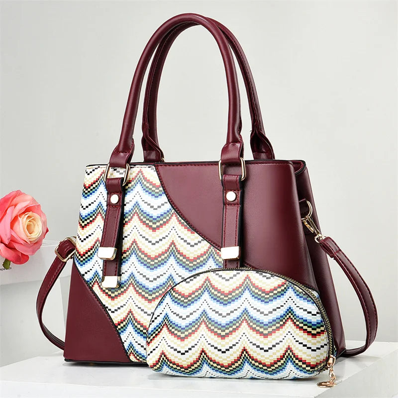 Large Capacity New Patchwork Versatile Fashion Retro Simple Elegant Temperament Bags Women Handbags Lady