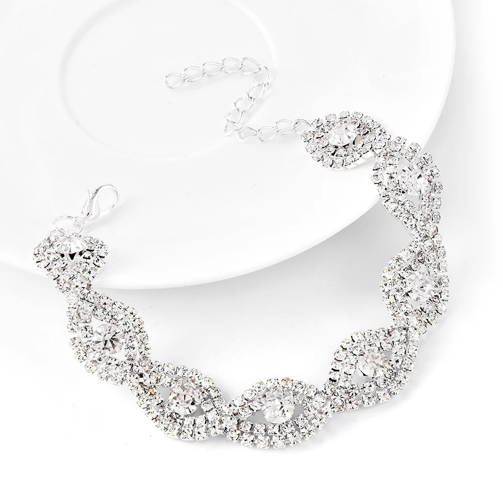 Elegant Deluxe Rhinestone Crystal Bracelet Bangle For Women Fashion Charm Bracelets Trendy Jewelry Girls Gift