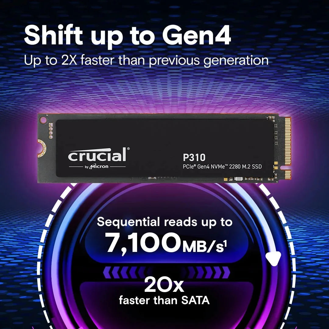 Crucial P310 PCIe 4.0 Nvme M.2 2280 SSD 1TB SSD 2TB Hard Drive 512Gb Hard Disk for Laptop Pc Upto 7100Mb/s Solid State Disk