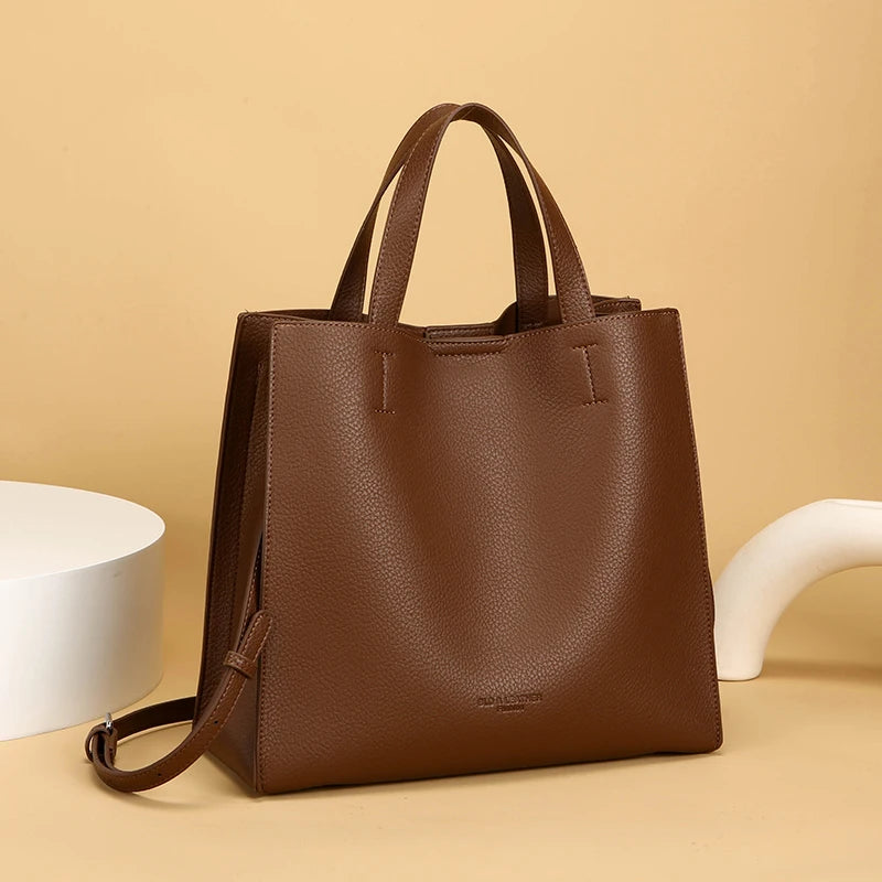 New Soft PU Korean Style Magnetic Buckle Large Capacity High-end Women's Tote Bag Simple Versatile Handbag Fashion Crossbody Bag