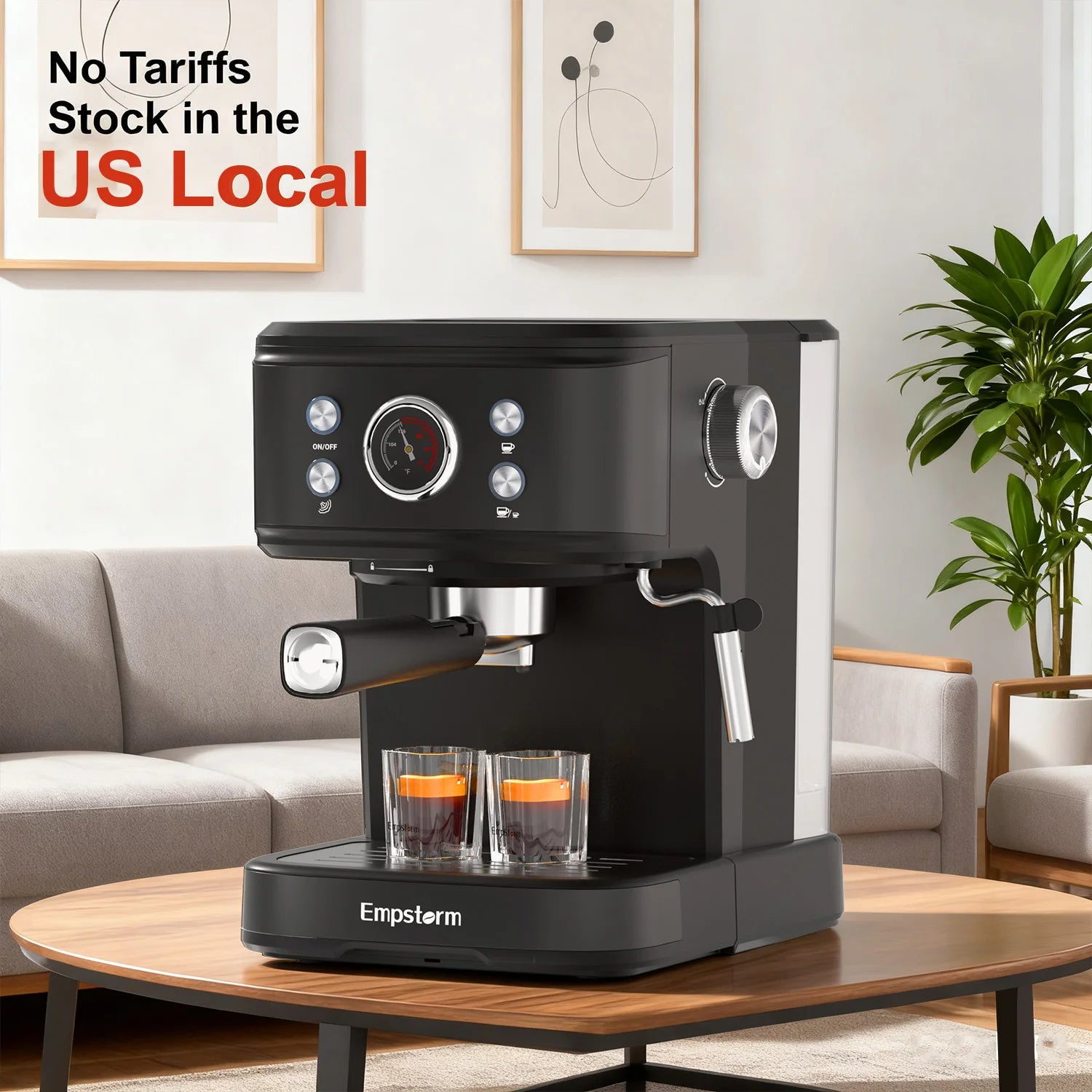 Empstorm 2 in 1 Capsule and Powder Semi-Automatic Coffee Machine Makes Espressos Lattes Cappuccinos for Office Home Hotel Use