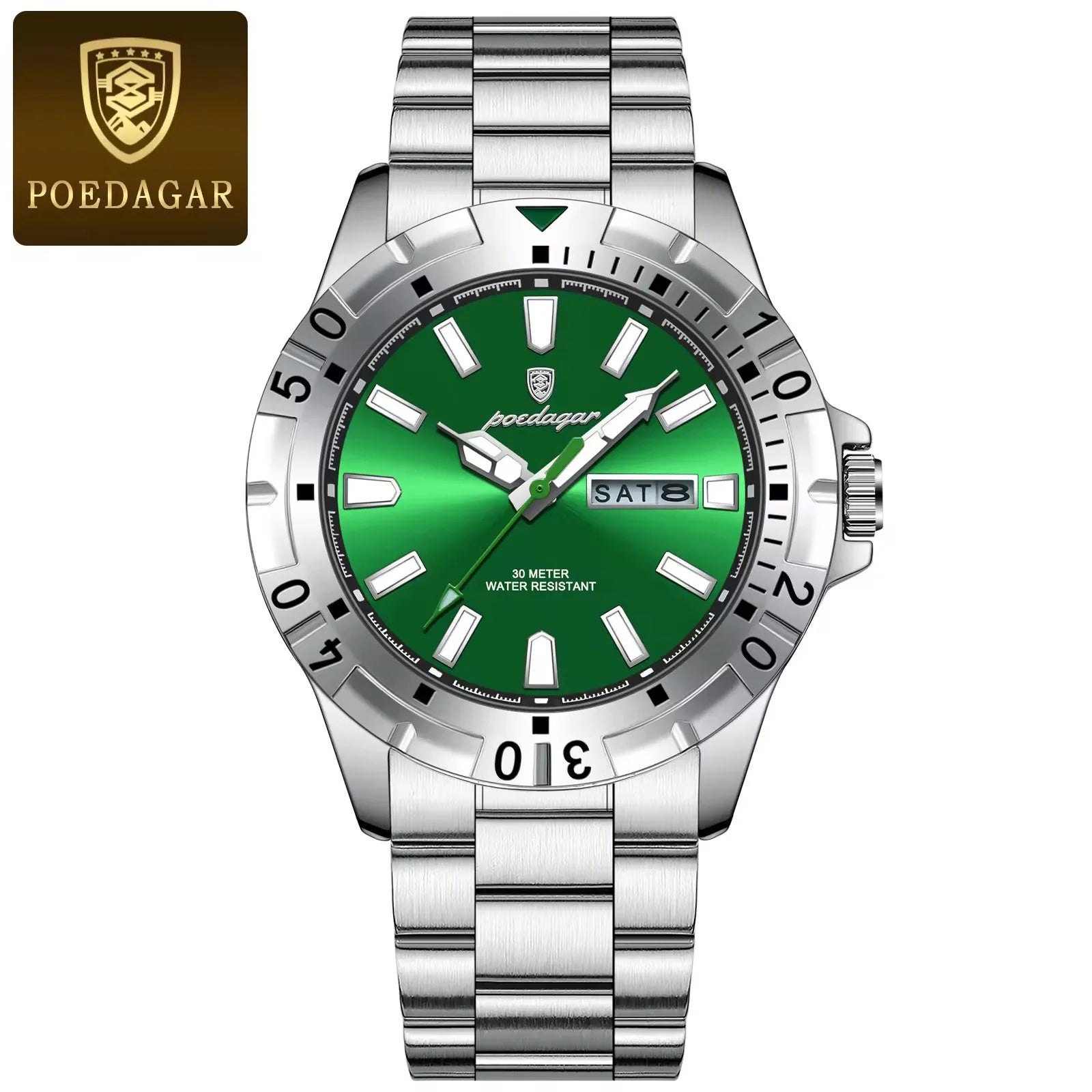New POEDAGAR 959 Luxury Watch for Man Reloj Sports Men Quartz Watch Waterproof Luminous Date Week Stainless Steel Men's Watches