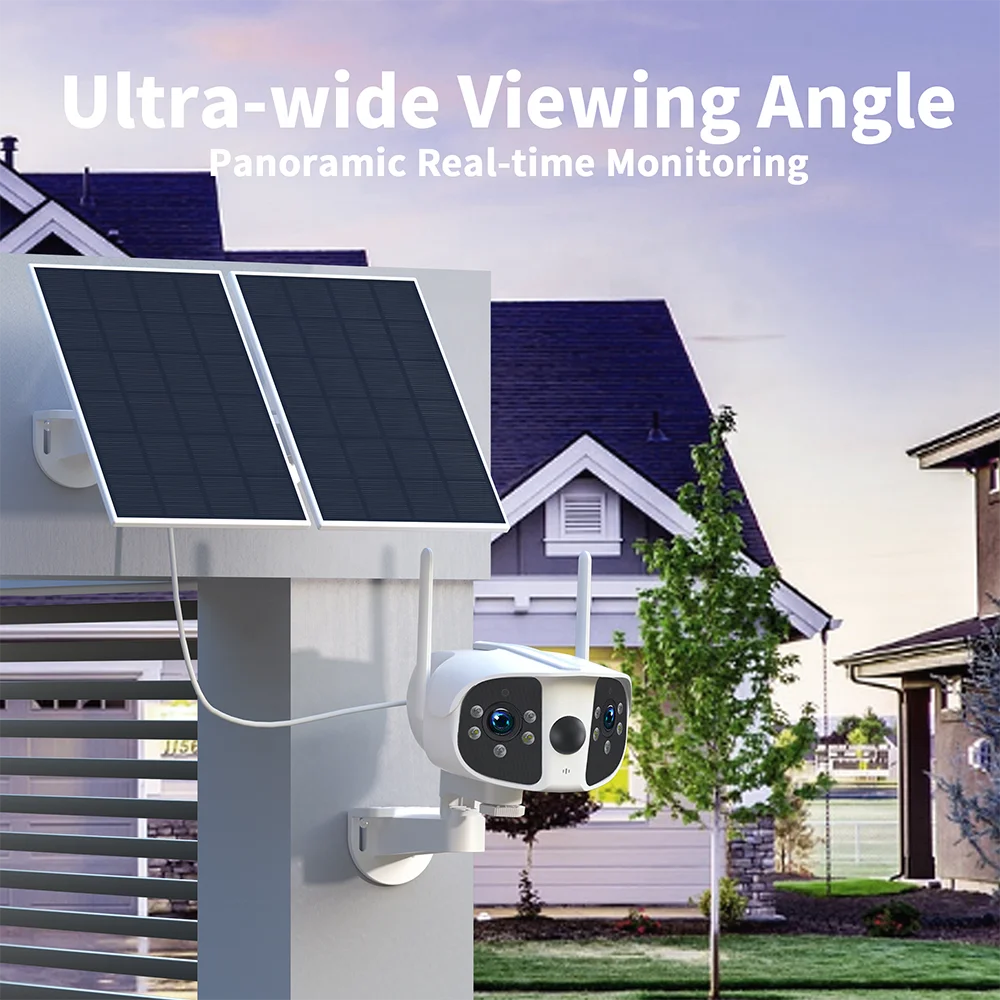6MP Solar Dual Lens Multi-Sensor 4K Panoramic Fixed Network  Smart IR AI Security Camera WIFI IP  Surveillance CCTV Camera