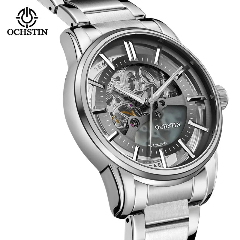 OCHSTIN 7010B Men's Watches Automatic Movement Mechanical Outdoor Waterproof Hollow Out Dial Luminous Hands Wristwatch for Male