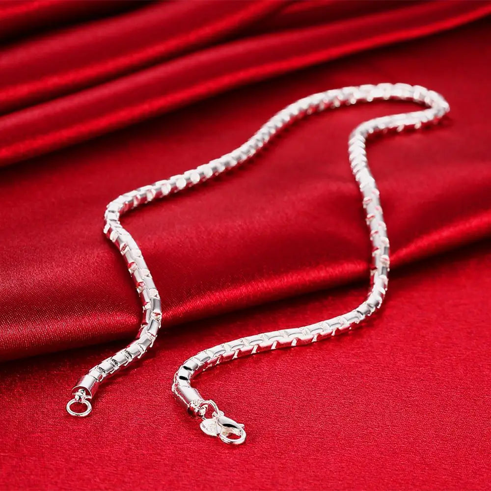 New Fashion 925 Sterling Silver Necklace 3mm Box Chain Round Necklace For Women Men Jewelry