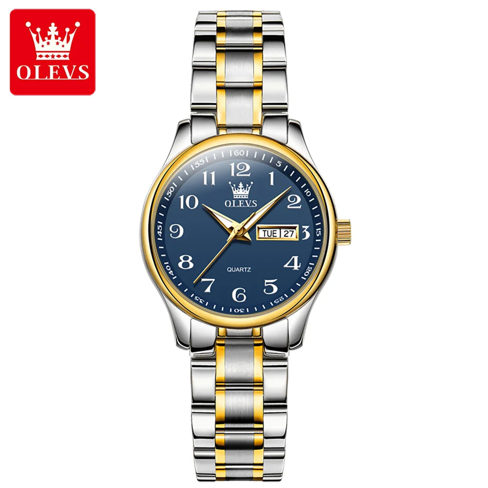 New Olevs 5567 Luxury Fashion Men's Watches Lover's Business and Simple Couple Relojes Watches Women Quartz Watch for Men Ladies