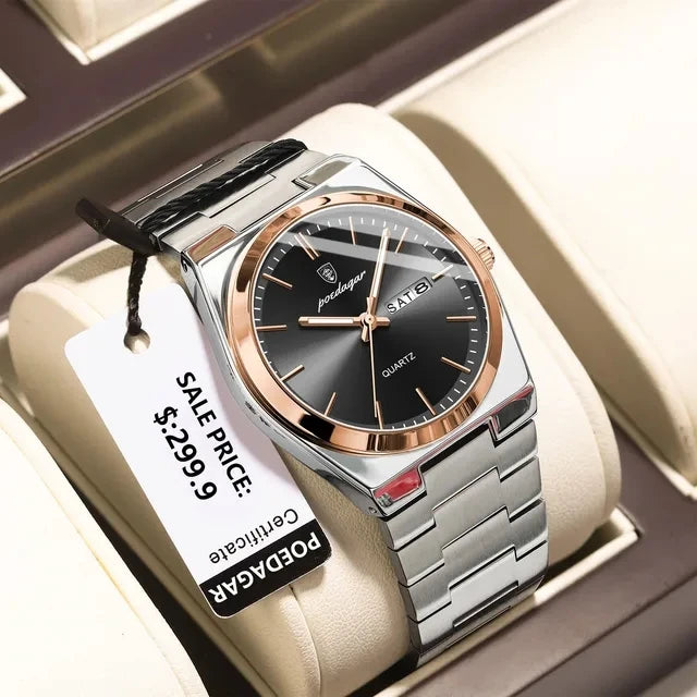 New POEDAGAR Luxury Watch for Men Waterproof Luminous Date Week Stainless Steel Quartz Watch Casual Men's Watches Male Clock 930