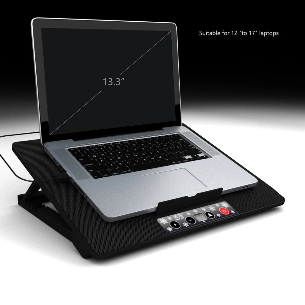 NUOXI 6 Fans Plastic Laptop Cooling Pad with Speed Control Lift Height Adjustable for up to 17'' Inch Laptops