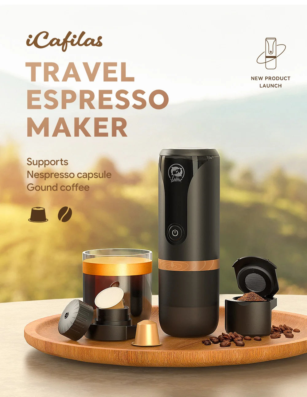 Portable Travel Electric Espresso Coffee Maker Semi-automatic Coffee Machine