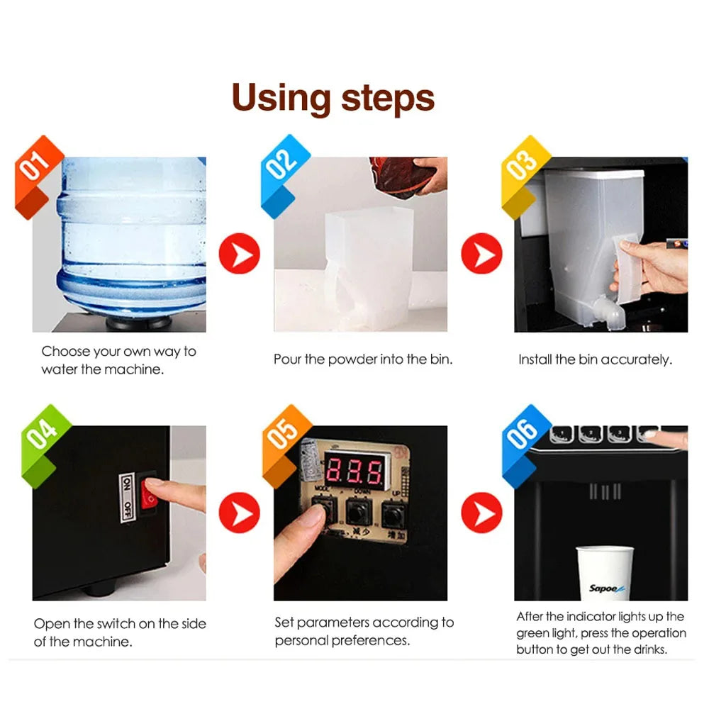 Xeoleo Automatic Coffee Machine 3 Tank Commercial Drip Coffee Maker Tabletop Office Juice Tea Coffee Drinks Vending Machine