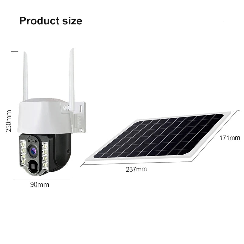 V380pro 3MP CMOS PTZ Dome Camera Solar 4G IP67 Waterproof Night Vision Auto Tracking PIR Alarm Two-Way Audio 8W Solar Panel