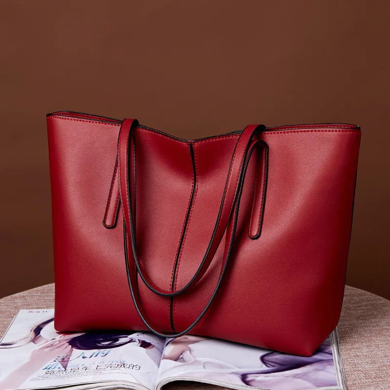 Designer New Fashion Trendy Women Luxury Big Handbag Wholesale Pu Leather Large Capacity Ladies Black Tote Hand Bag