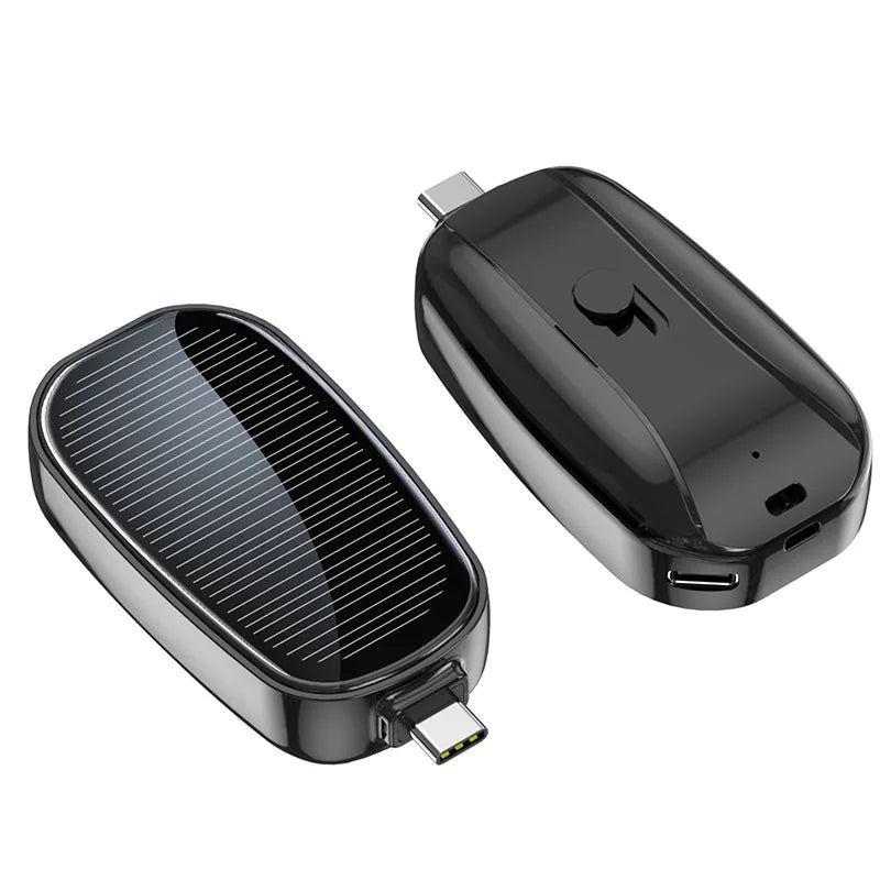 Emergency Keychain Outdoor Portable Mini Solar Powered Plug and Charge Solar Power Bank Compact External Battery Charger