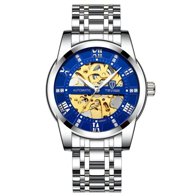 TEVISE T9005A 9005A Mechanical Roman Digital Hollow Luminous Function Automatic 3ATM Waterproof Stainless Steel Men's Watches