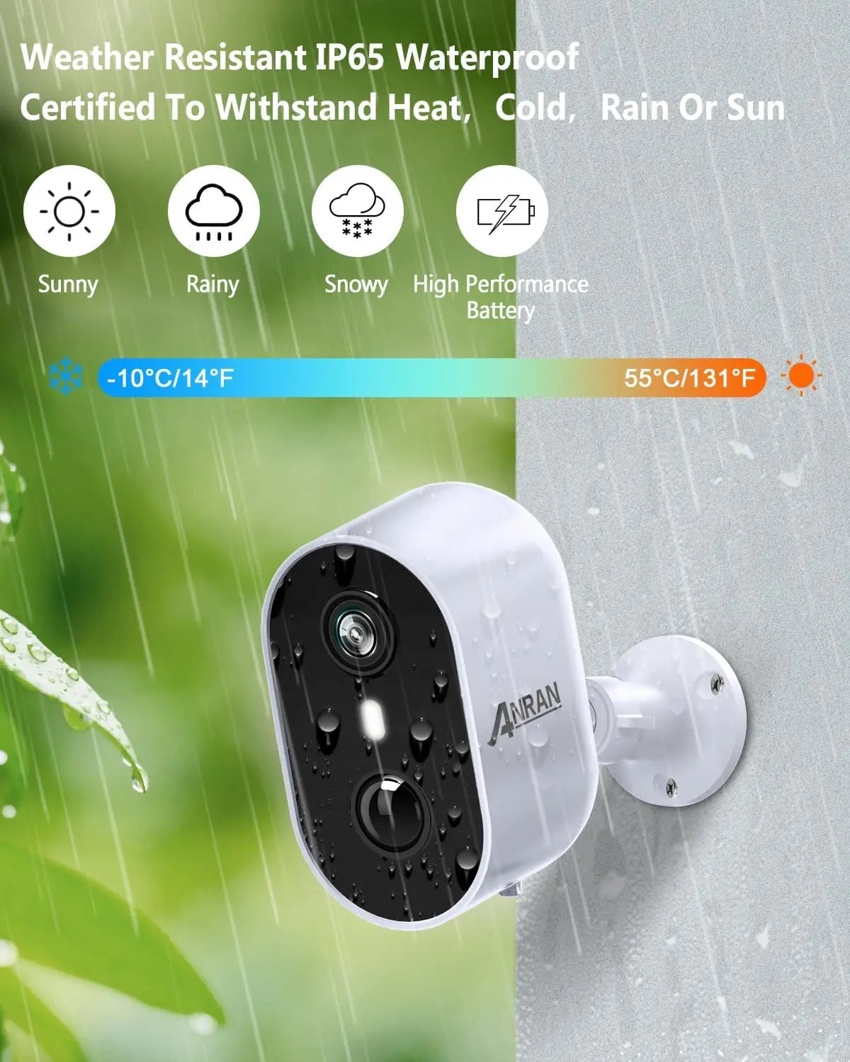 ANRAN 2K Battery WiFi Security Camera,Home Security Wireless Indoor,Motion Detection,2-Way Talk Spotlight Siren Alarm,Waterproof