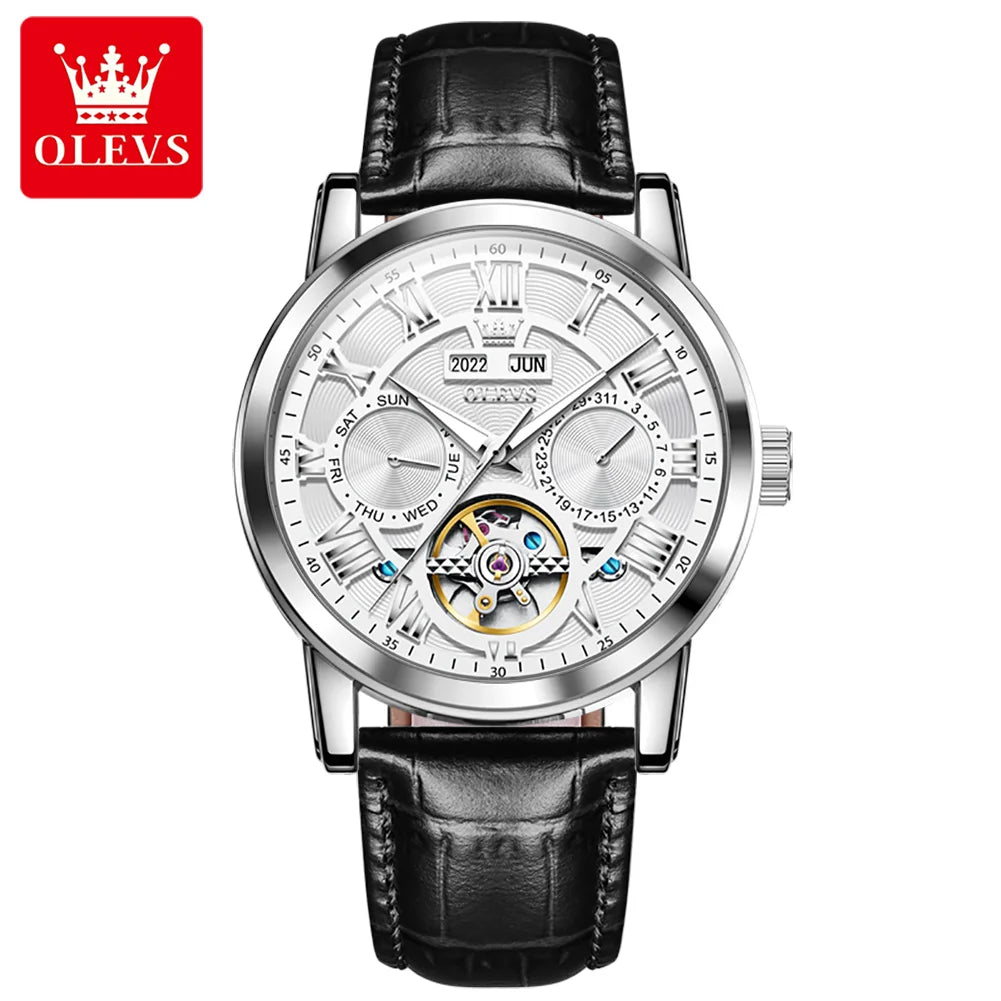 OLEVS 6668 Men's Watches Mirror Original Quartz Watch for Man Waterproof Luminous Stainless Steel Wristwatch Male Date Hours
