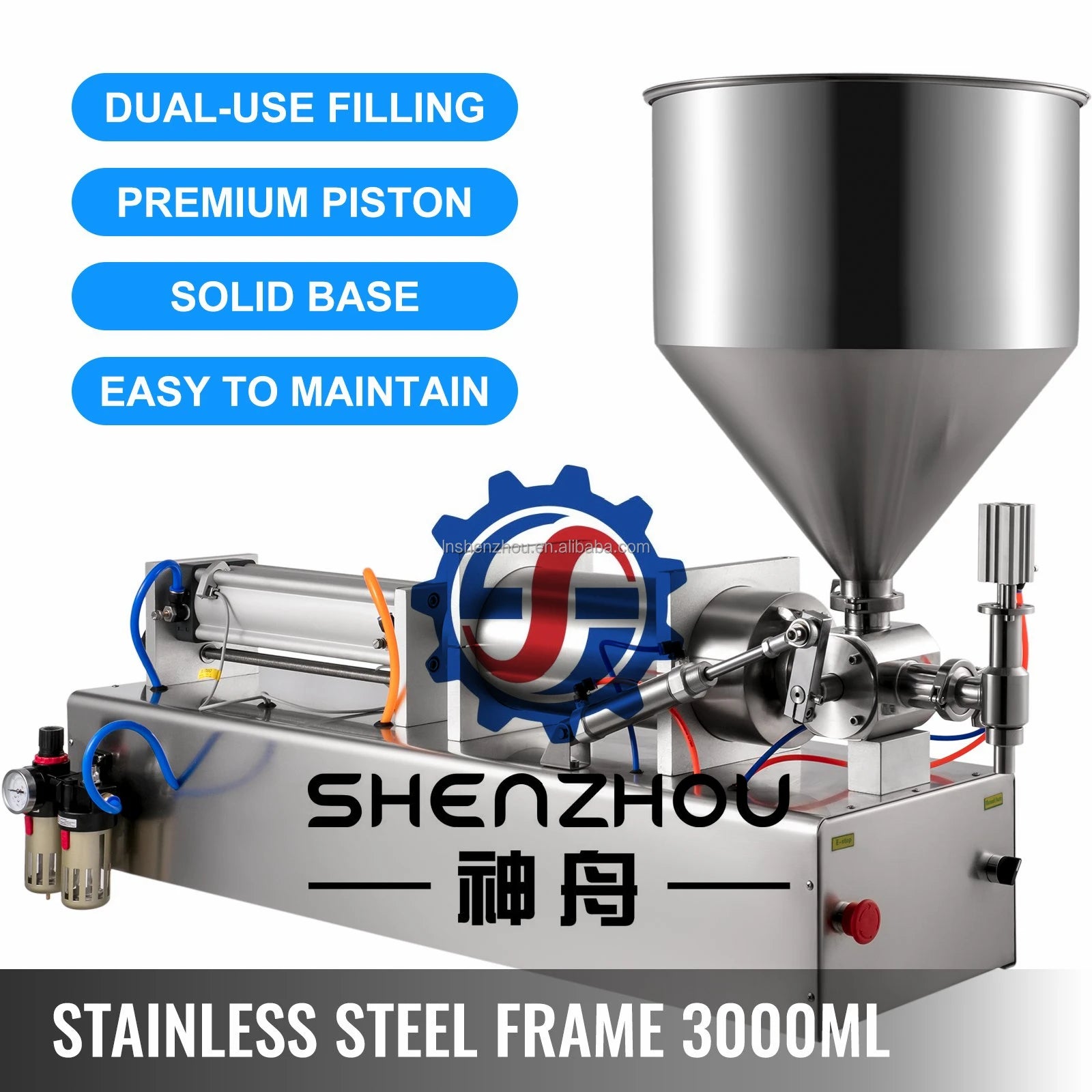 Horizontal Pneumatic 10ml-1000ml Semi Automatic Coffee Juice Sauce 304 Stainless Steel Liquid Filling Machine