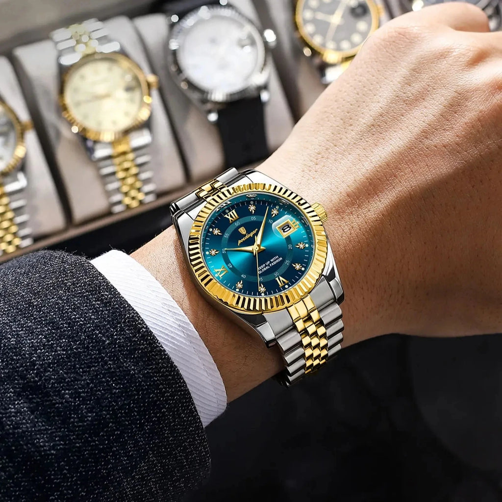 POEDAGAR 910 New Luxury Sport Wrist Watch for Man Waterproof Luminous Date Men Watch Quartz Stainless Steel Men's Watches Reloj