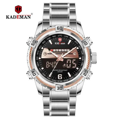 KADEMAN K6173 Waterproof Digital Men's Watches Luxury Quartz Gold Stainless Steel Wristwatch Fashion Business Watch