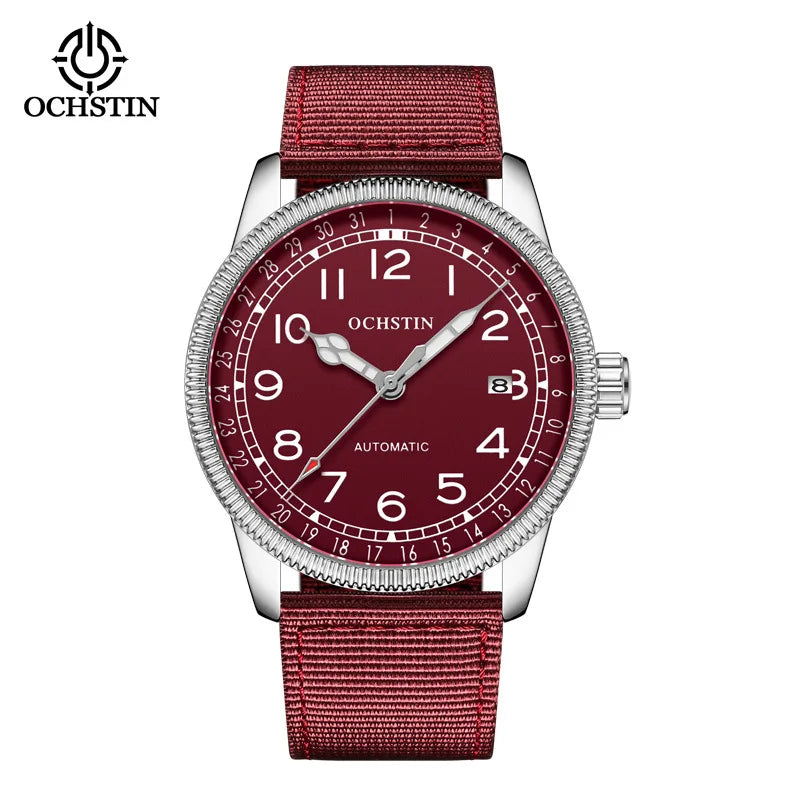 OCHSTIN 7006 GA7006 Waterproof Classic Auto Date Clocks Men's Watches Automatic Mechanical Business Leather Nylon Wristwatches