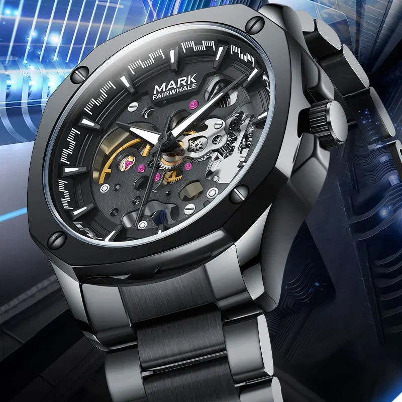 Mark Fairwhale Men's Watches Fashion Trend Automatic Mechanical  Movement Wristwatch  Luminous Watches for Men