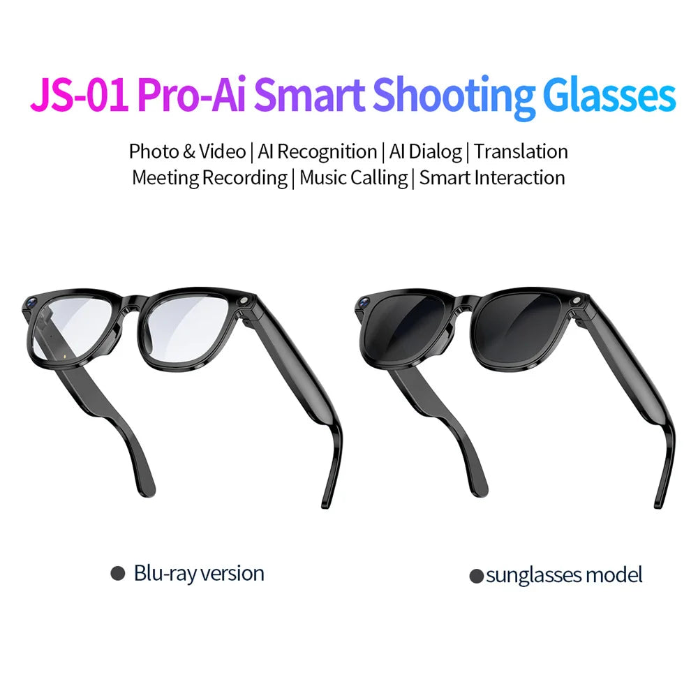 2025 New JS-01Pro Smart Glasses with Camera 1200W Photo 2K Video AI Real-Time Translation Music Call
