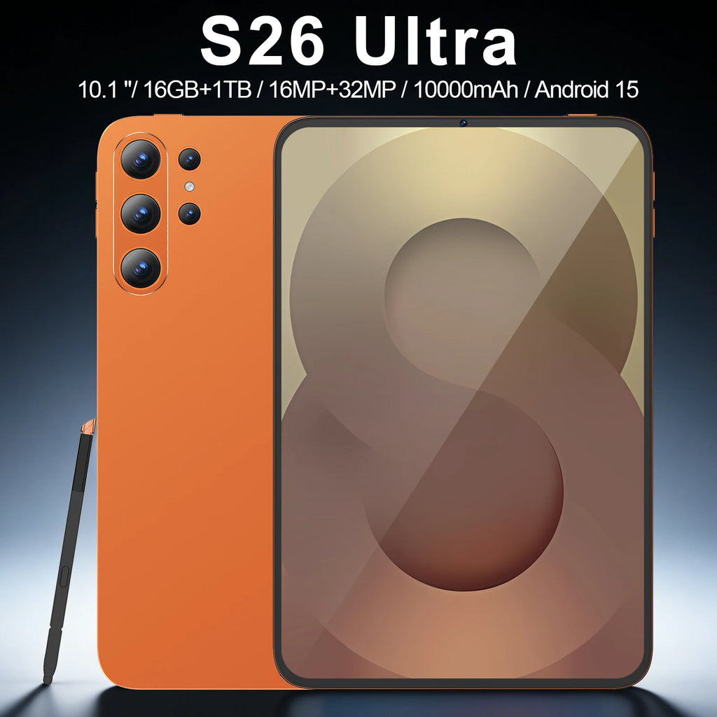 Imaging Flagship S26 Ultra Android 15 Tablet 16MP Front 32MP Rear Camera 10.1" 2.5K IPS Screen Snapdragon 8 Gen4 16GB+1TB PC