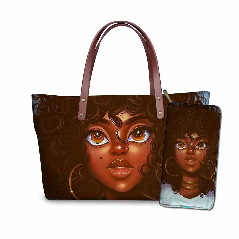 Young Ladies Handbags Black Art American African Girls Printed Popular Hand Bags Women Handbags Lady Fashion Designers Handbags