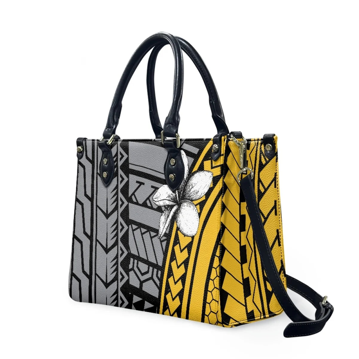Black and White Tribal Polynesian Printed Bags Women Handbags Ladies Luxury Women Shoulder Bags High Quality Pu Leather Handbag