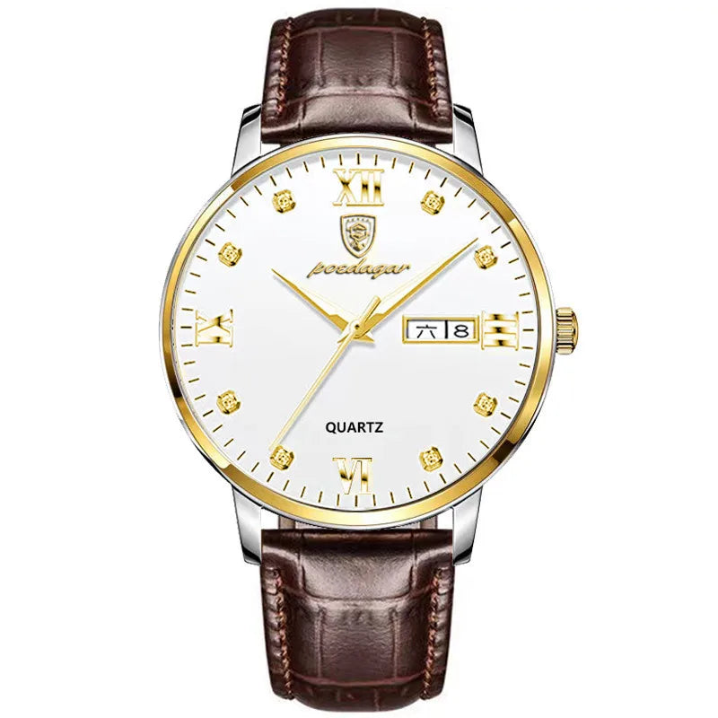 POEDAGAR Men's Watches 856 Top Luxury Men Wrist Watch Leather Quartz Watch Sports Waterproof Man Clock Relogio Masculino