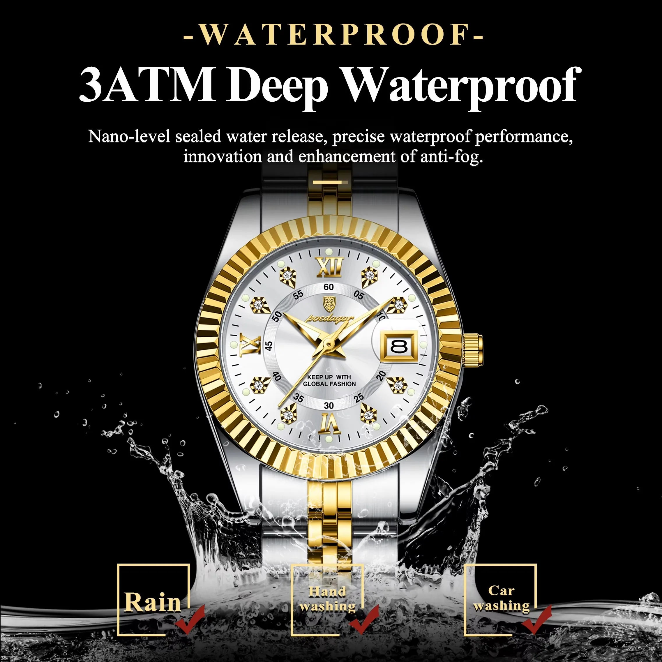 POEDAGAR 780 Luxury Elegant Watch for Women Waterproof Luminous Date Ladies Watch Stainless Steel Quartz Women's Watches Girls