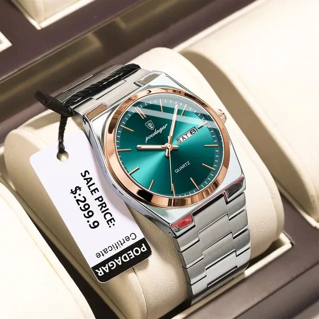 New POEDAGAR Luxury Watch for Men Waterproof Luminous Date Week Stainless Steel Quartz Watch Casual Men's Watches Male Clock 930