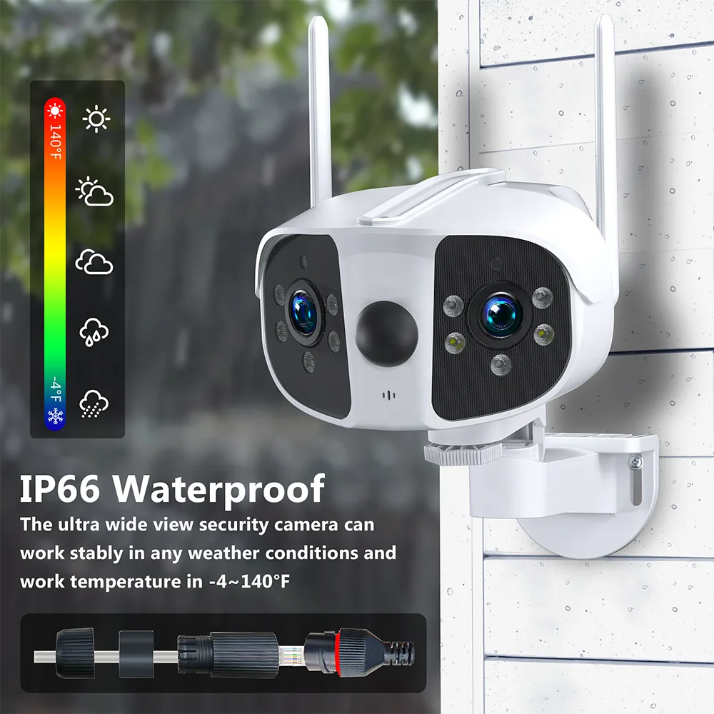 6MP Solar Dual Lens Multi-Sensor 4K Panoramic Fixed Network  Smart IR AI Security Camera WIFI IP  Surveillance CCTV Camera