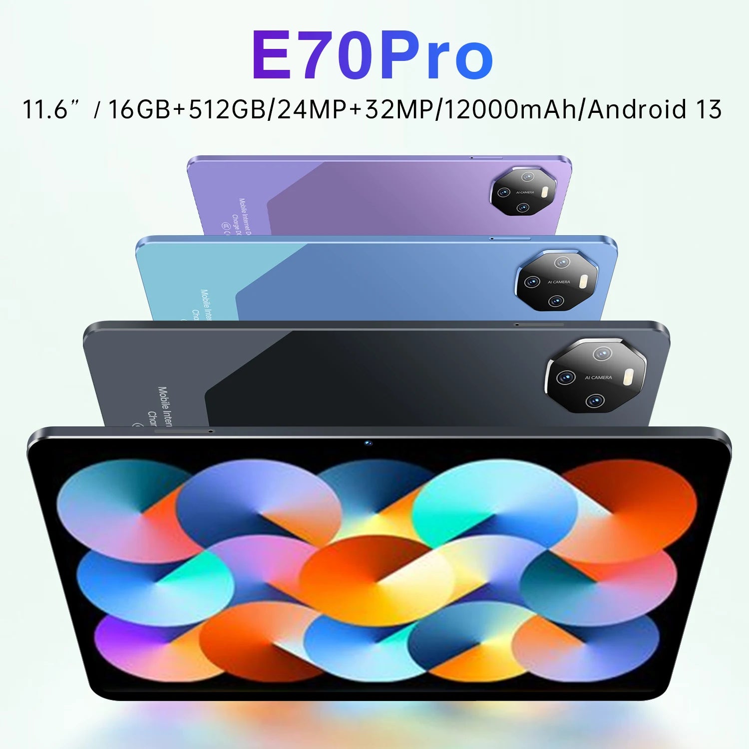 E70 Pro MTK Octa Core Processor 12000mAh Battery Tablet PC With 11.6-inch HD Screen 16GB+512GB Storage  Android 13 System
