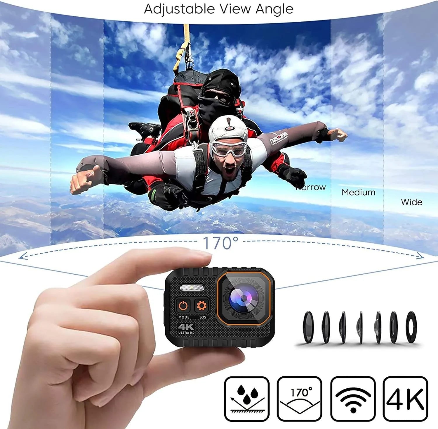 4K 60FPS Mini Action Camera 2.0" Screen Remote Control Outdoor Sport Anti Shake 170 Wide Angle Waterproof Pro Bike/Motorcycle