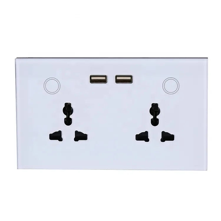 UEMON WiFi Smart Home Double Wall Switch Socket with 2 USB Power Plug Tuya Multi-Function Smart Power Socket
