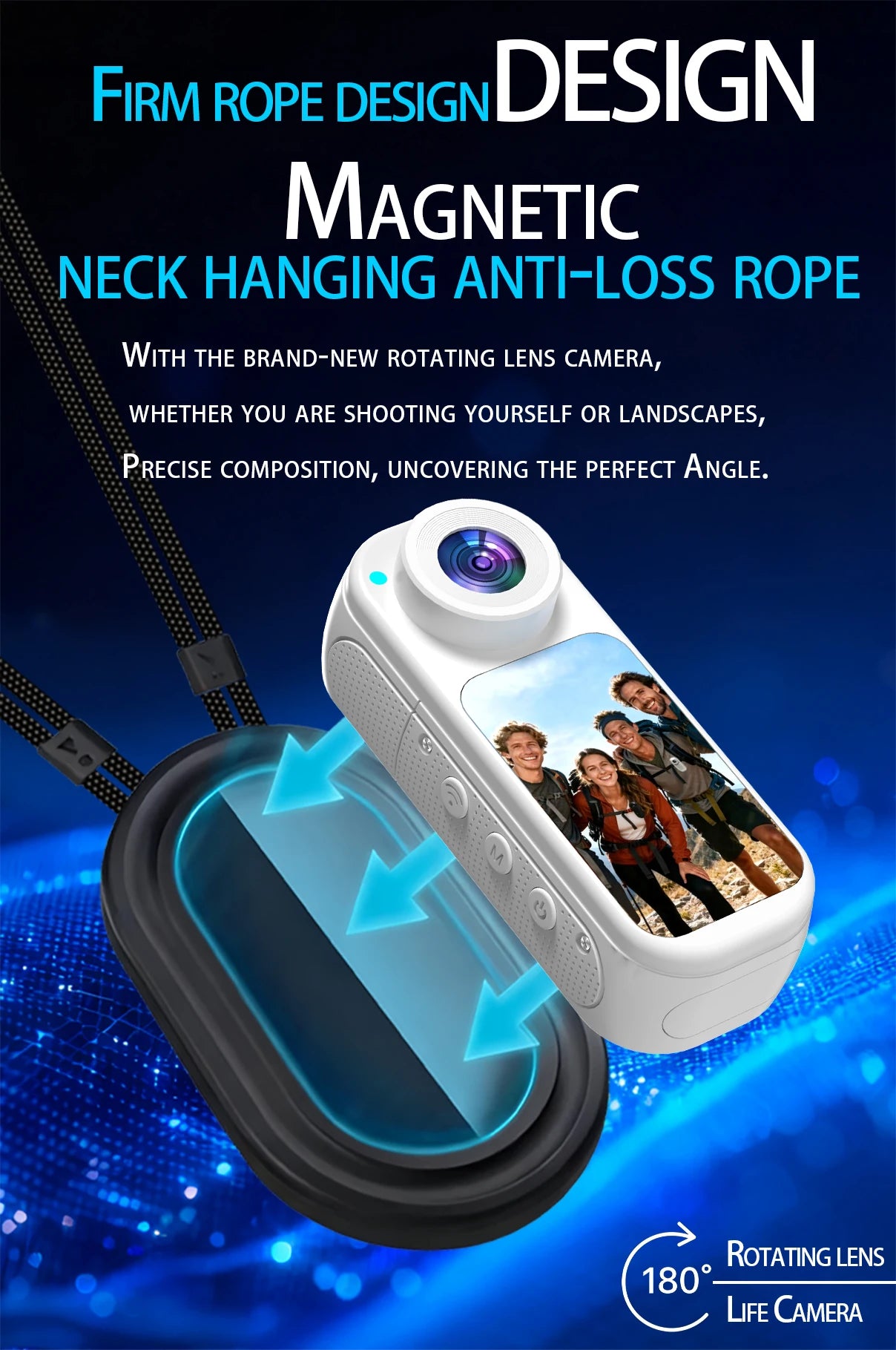 YDH-S70Pro 2026 New Thumb-Sized Action Camera 1080P 180°Rotating Waterproof Image-Stabilized Outdoor Vlog Magnetic Action Camera
