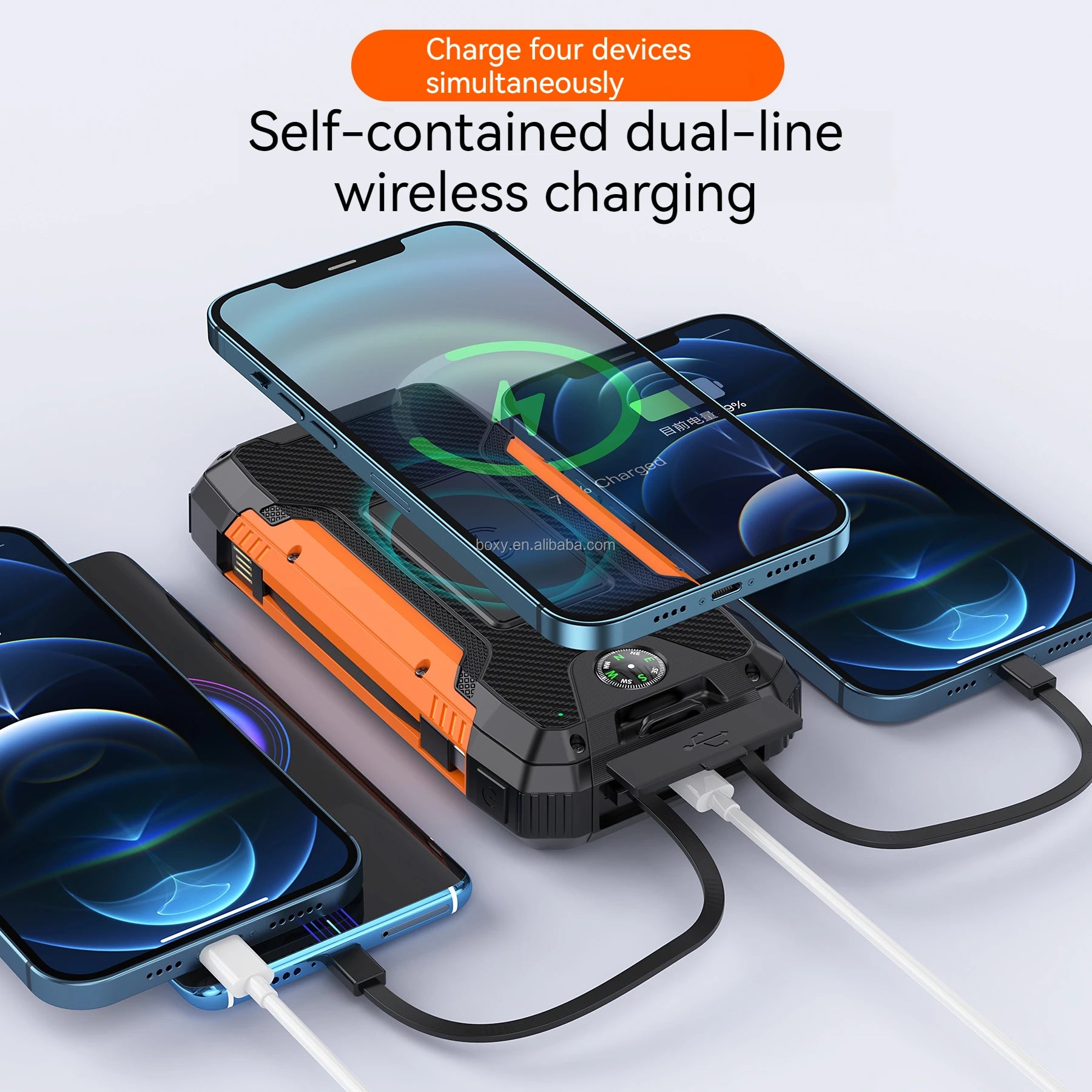 OEM Factory Wholesale Outdoor Portable Charging Cable 15W Wireless Fast Charge Large Capacity PD22.5W Solar Power Bank 30000mAh