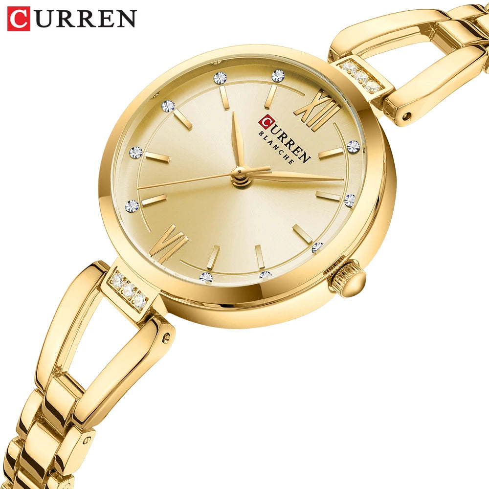 CURREN 9092 Casual Brand Women's Watches Fashion Gold Stainless Steel Waterproof Quartz Wrist Watch for Female Relogio Feminino